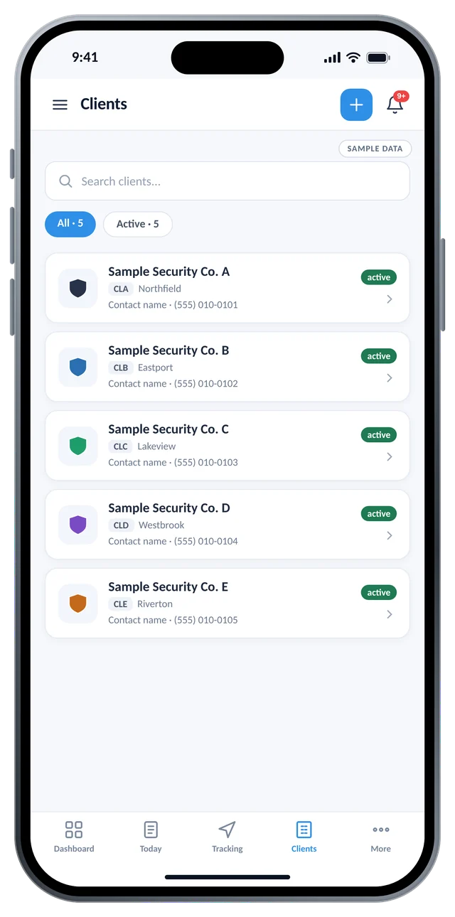 The app on a phone (sample data)