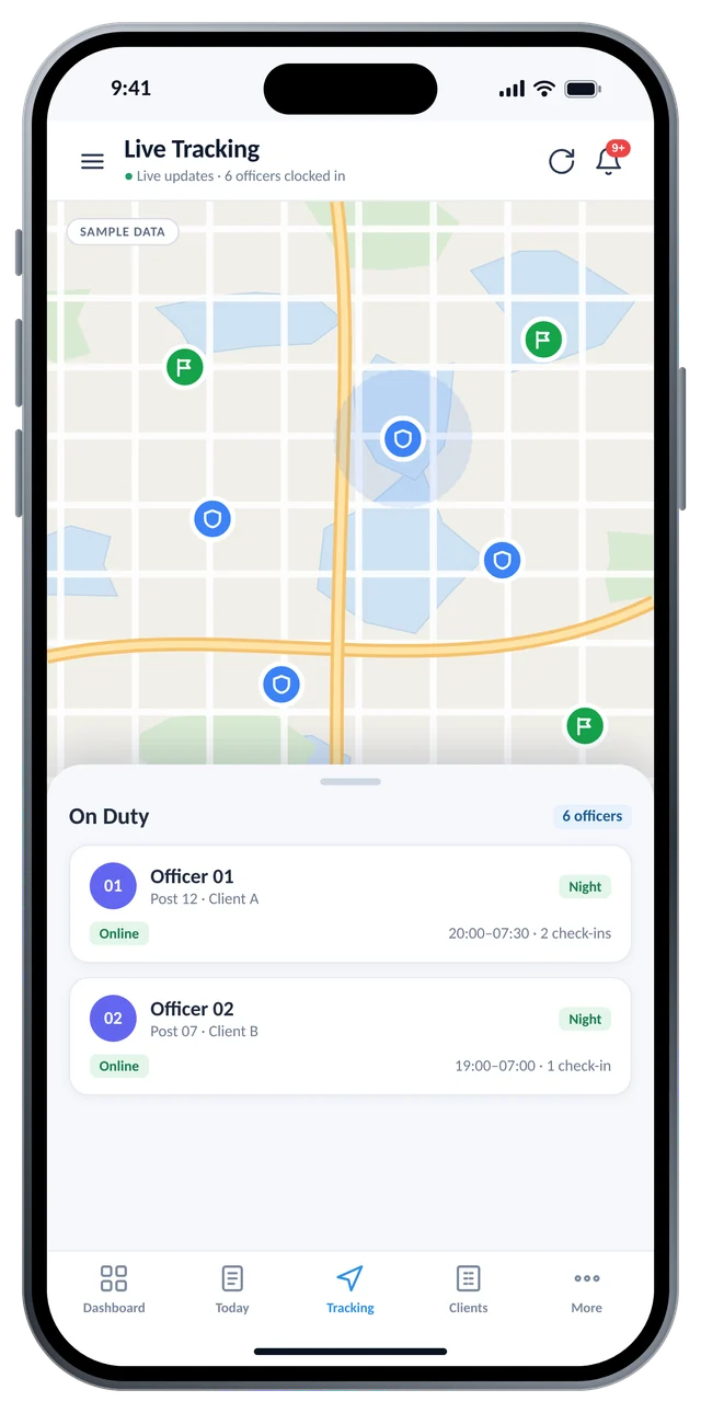 The app on a phone (sample data)